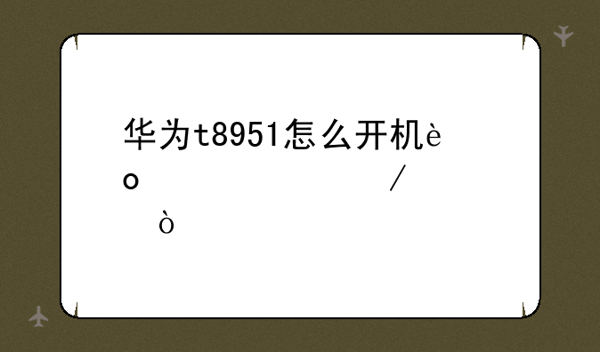 华为t8951怎么开机进入工程模式