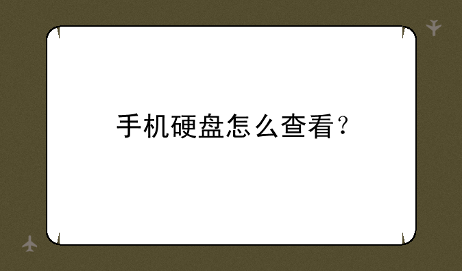 手机硬盘怎么查看？