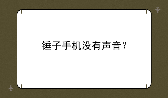 锤子手机没有声音？