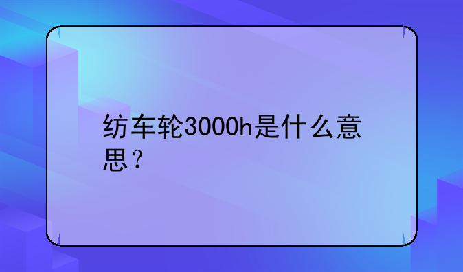 纺车轮3000h是什么意思？