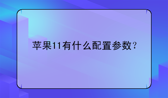 苹果11有什么配置参数？
