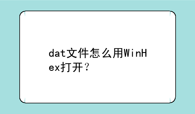 dat文件怎么用WinHex打开？