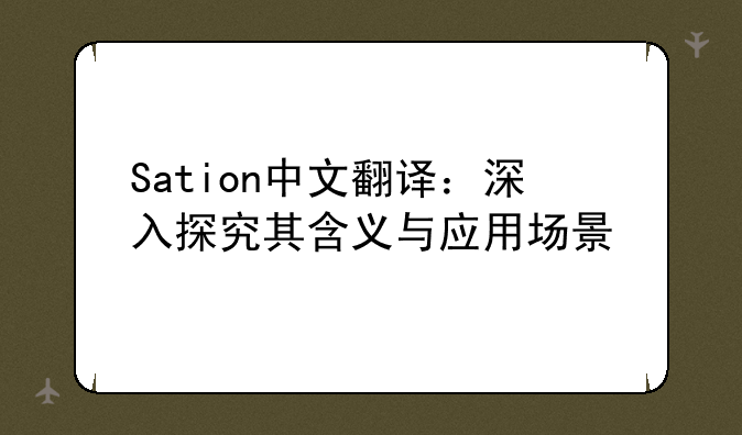 Sation中文翻译：深入探究其含义与应用场景