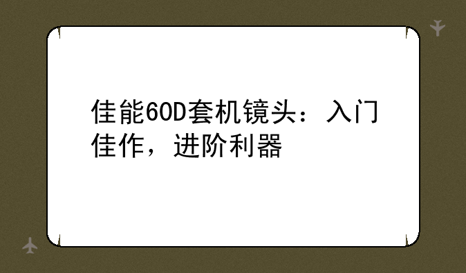 佳能60D套机镜头：入门佳作，进阶利器