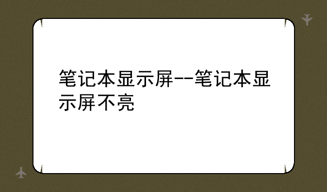 笔记本显示屏--笔记本显示屏不亮