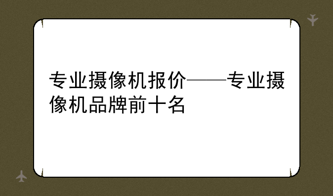 专业摄像机报价——专业摄像机品牌前十名