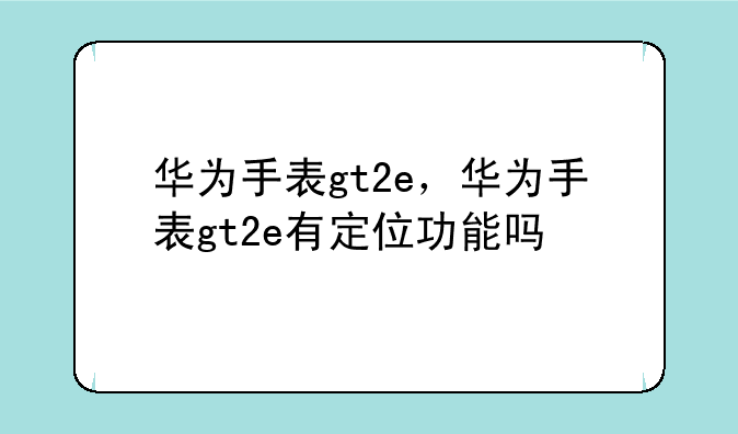 华为手表gt2e，华为手表gt2e有定位功能吗